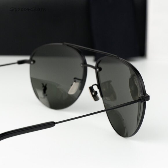 Saint Laurent Women Sunglasses Black Grey Pilot CLASSIC11/F M 005 NEW AUTHENTIC main image 8